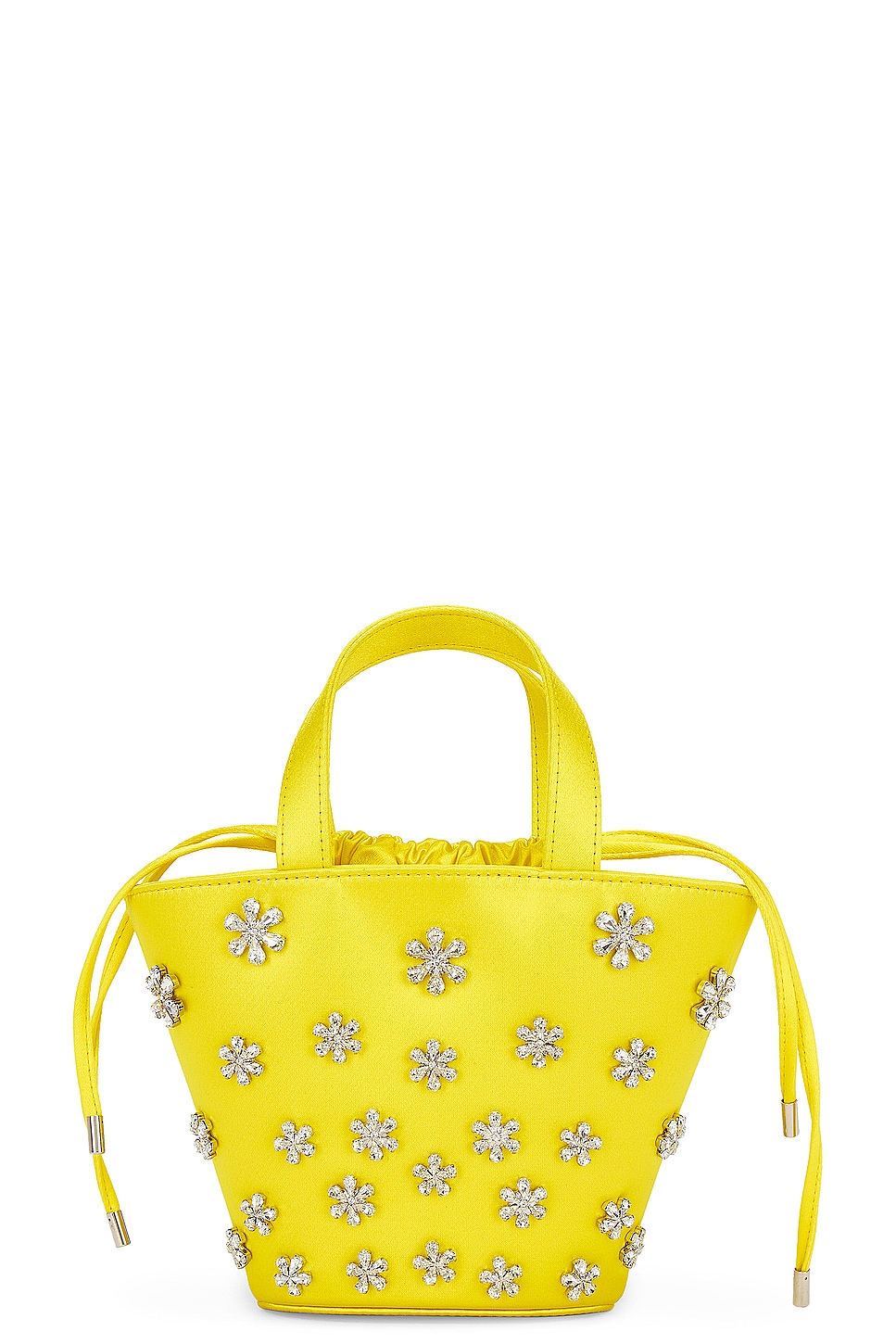 Lily Satin Bucket Bag in Yellow