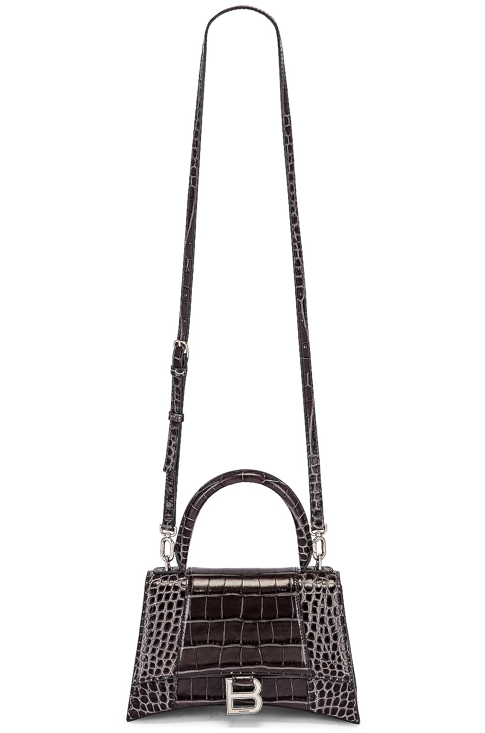 Small Hourglass Top Handle Bag in Grey