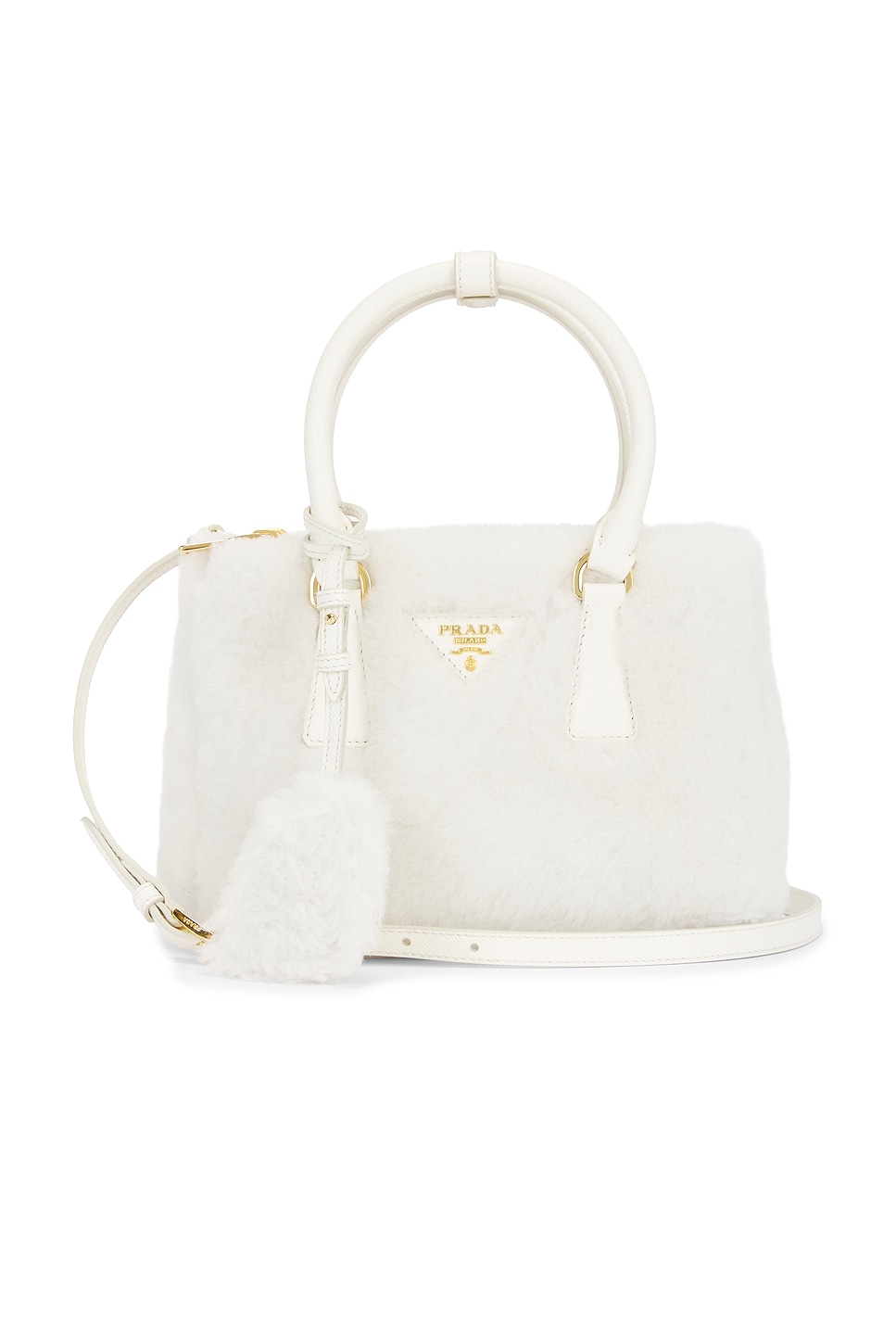 Fur Saffiano Handbag in White