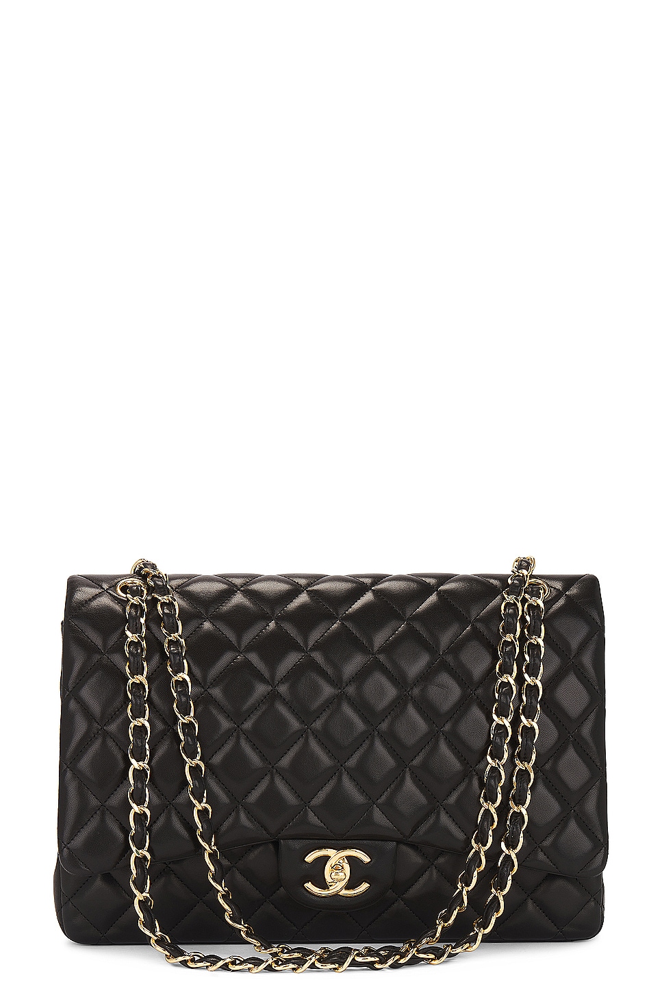 Lambskin XL Maxi Double Flap Bag in Black