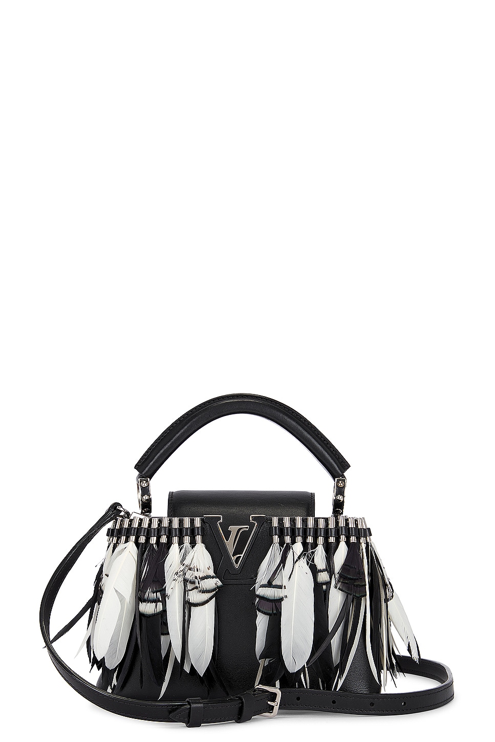 Capucines Feather Handbag in Black