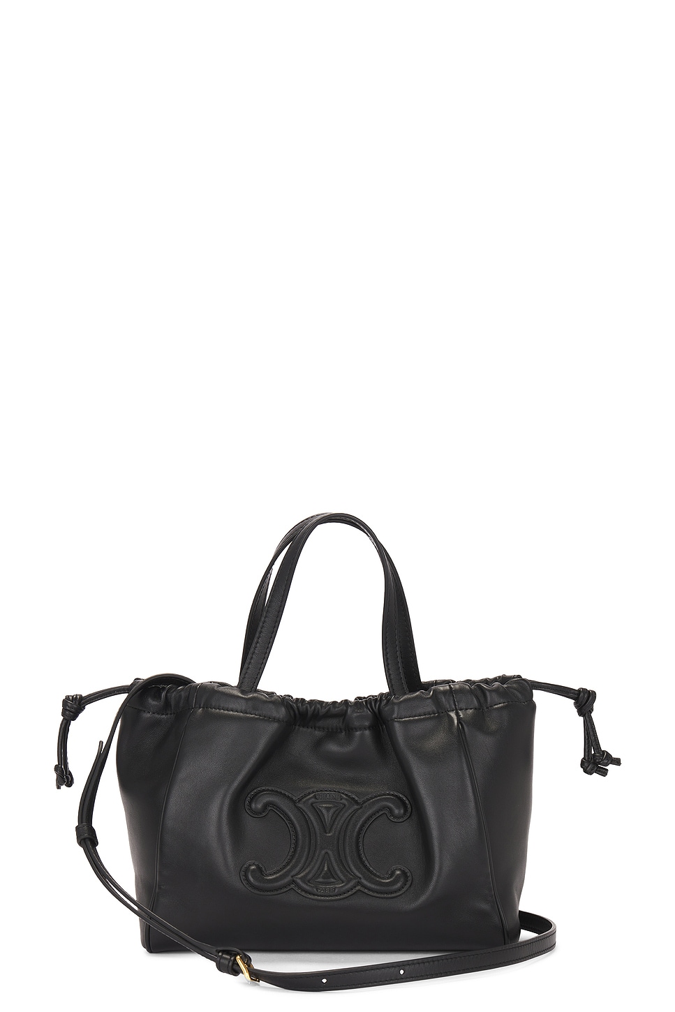Triomphe Drawstring Handbag in Black