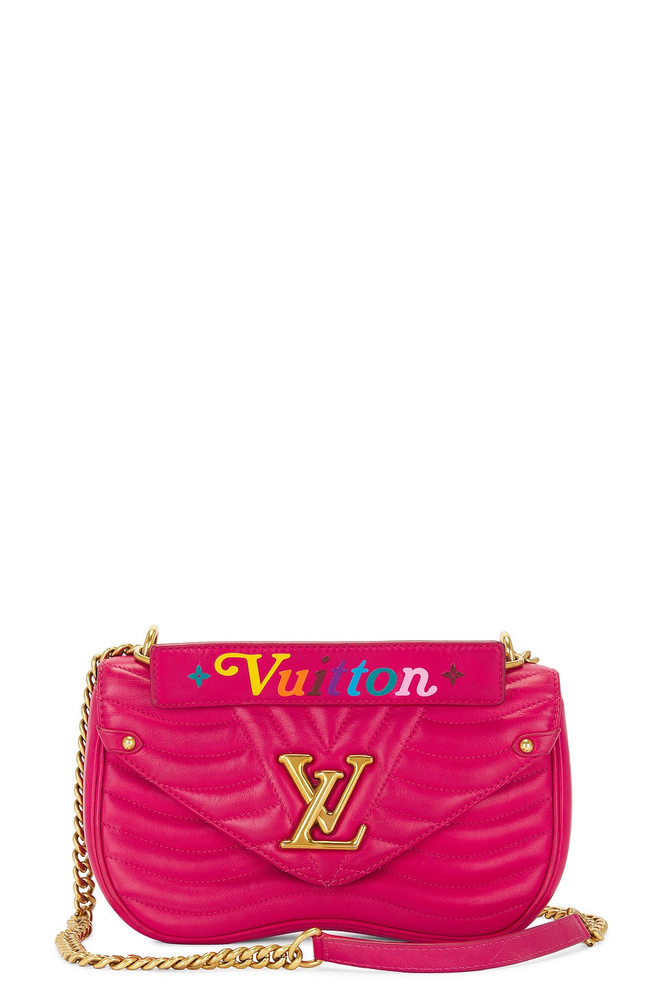 Pre-owned Louis Vuitton New Wave Mm Leather Chain Shoulder Bag In Red