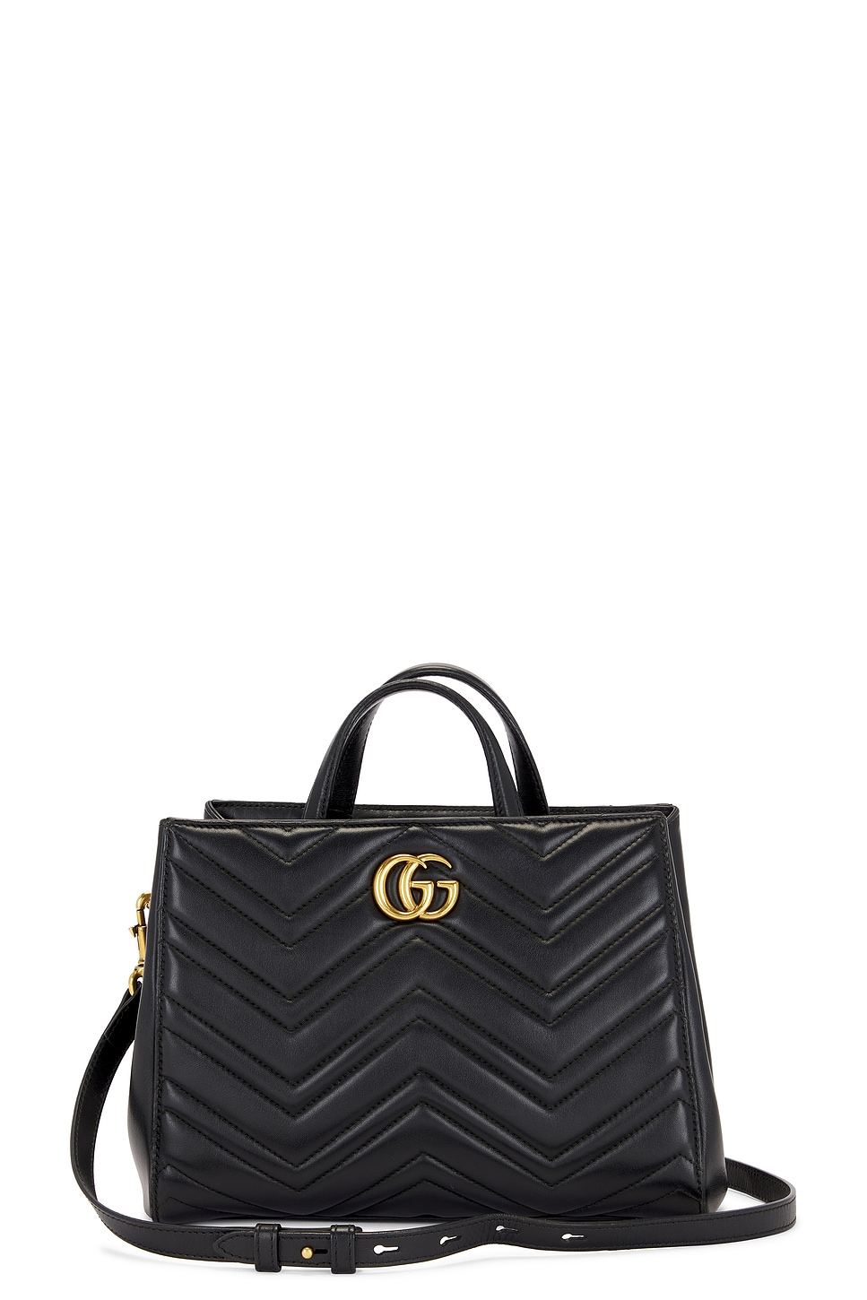 Gucci Gg Marmont 2 Way Leather Handbag In Black