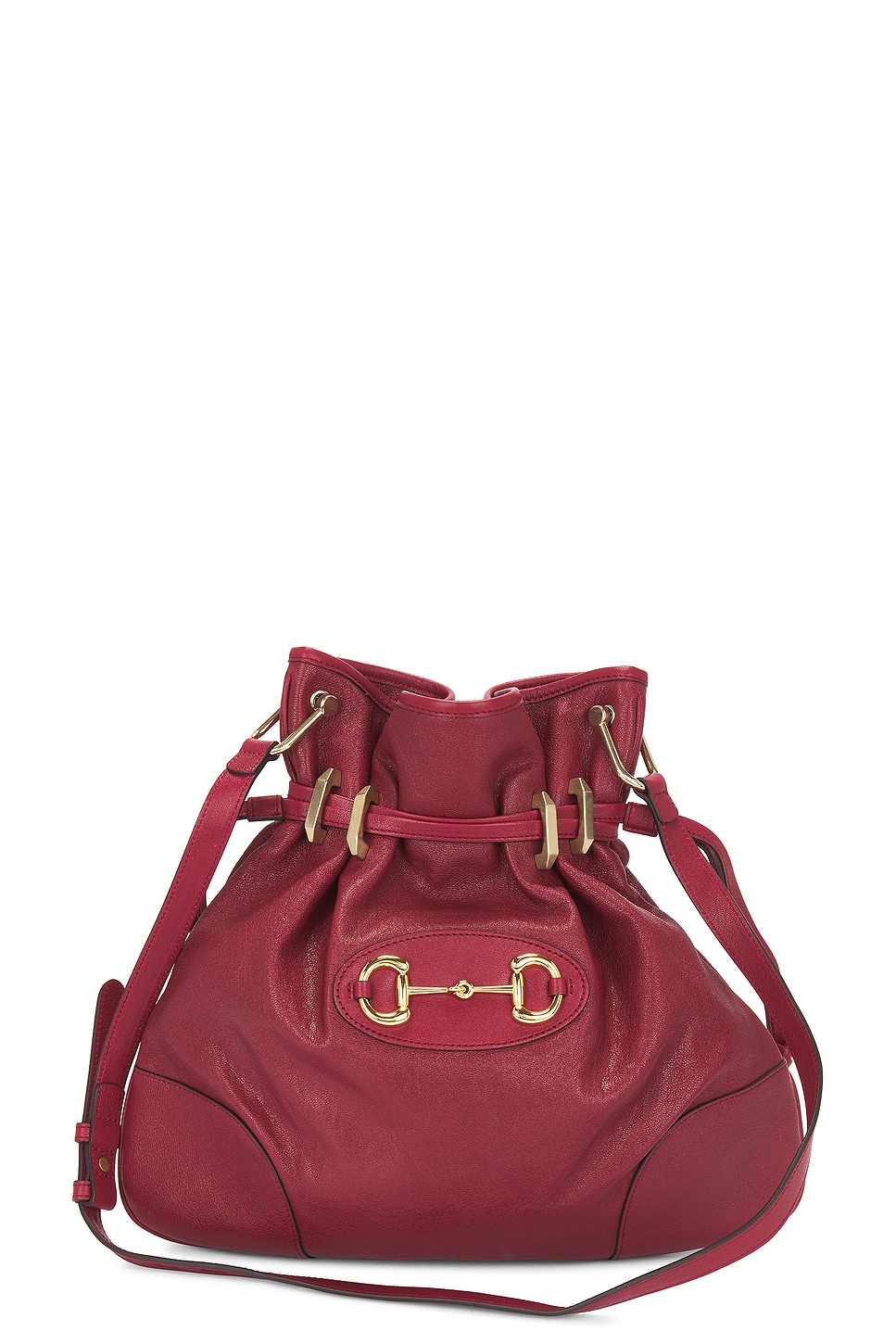 Gucci Horsebit Leather Shoulder Bag In Red