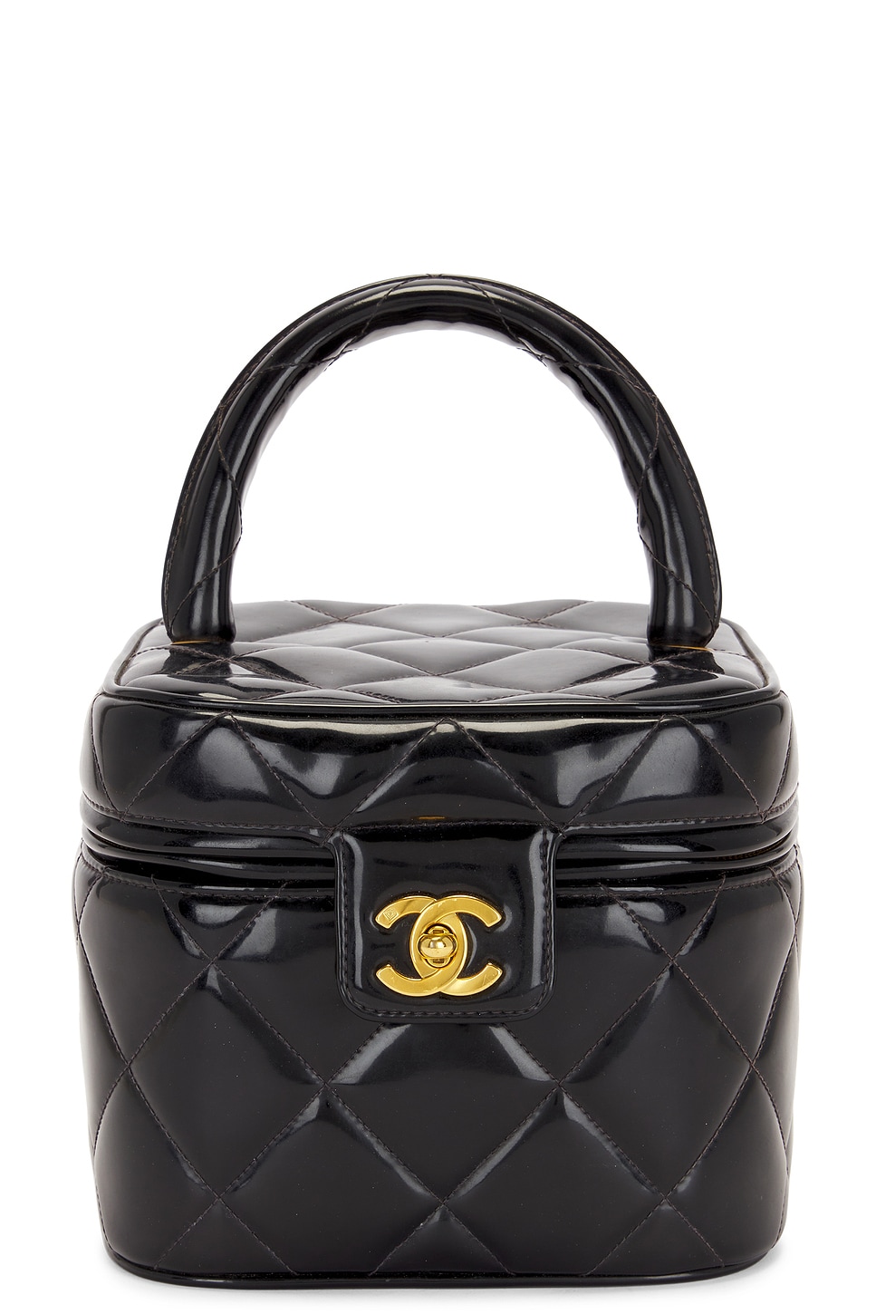 Patent Vintage Vanity Bag in Black