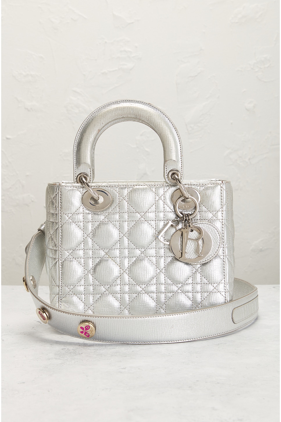 Shop Dior Lady Cannage Handbag In Silver