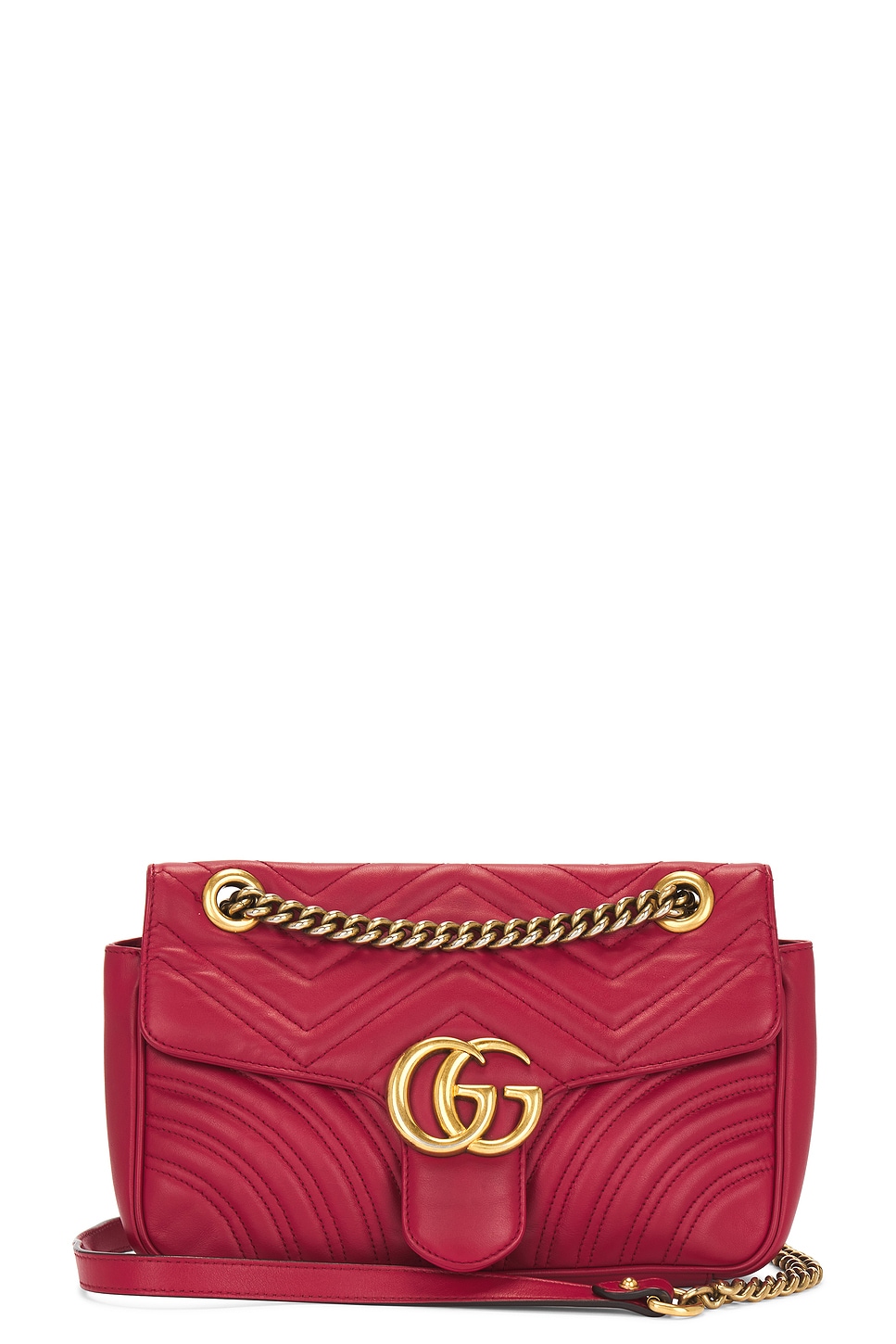 Shop Gucci Gg Marmont Chain Shoulder Bag In Red