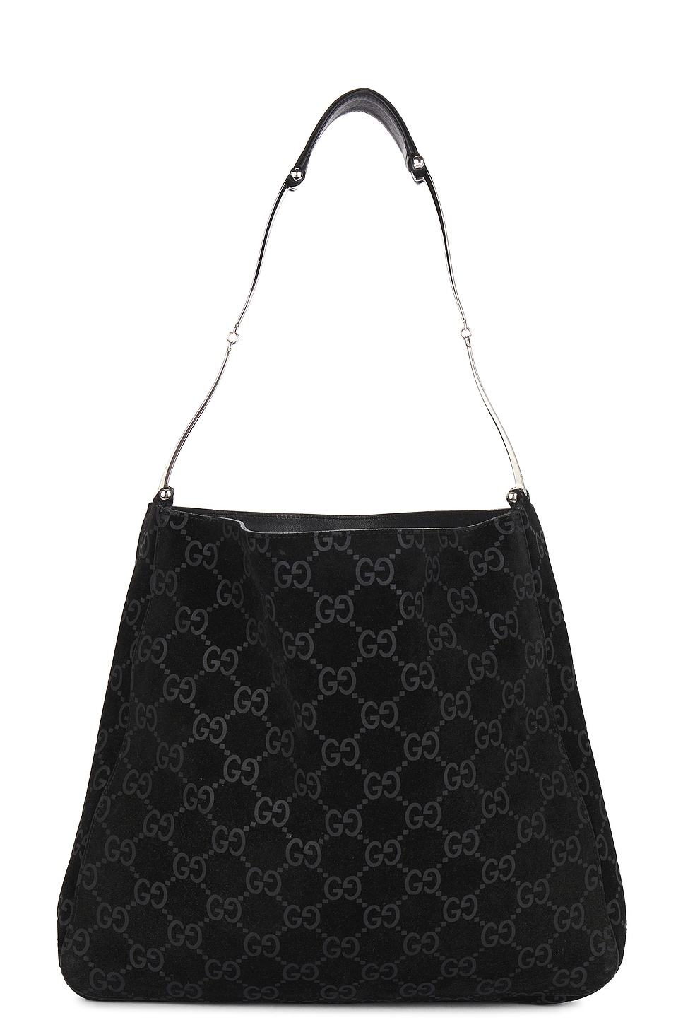 Gucci Monogram Suede Hobo Shoulder Bag In Black