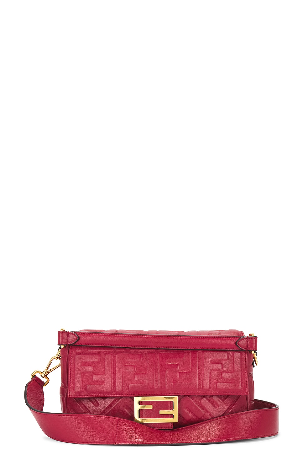 Shop Fendi Zucca Baguette Shoulder Bag In Red