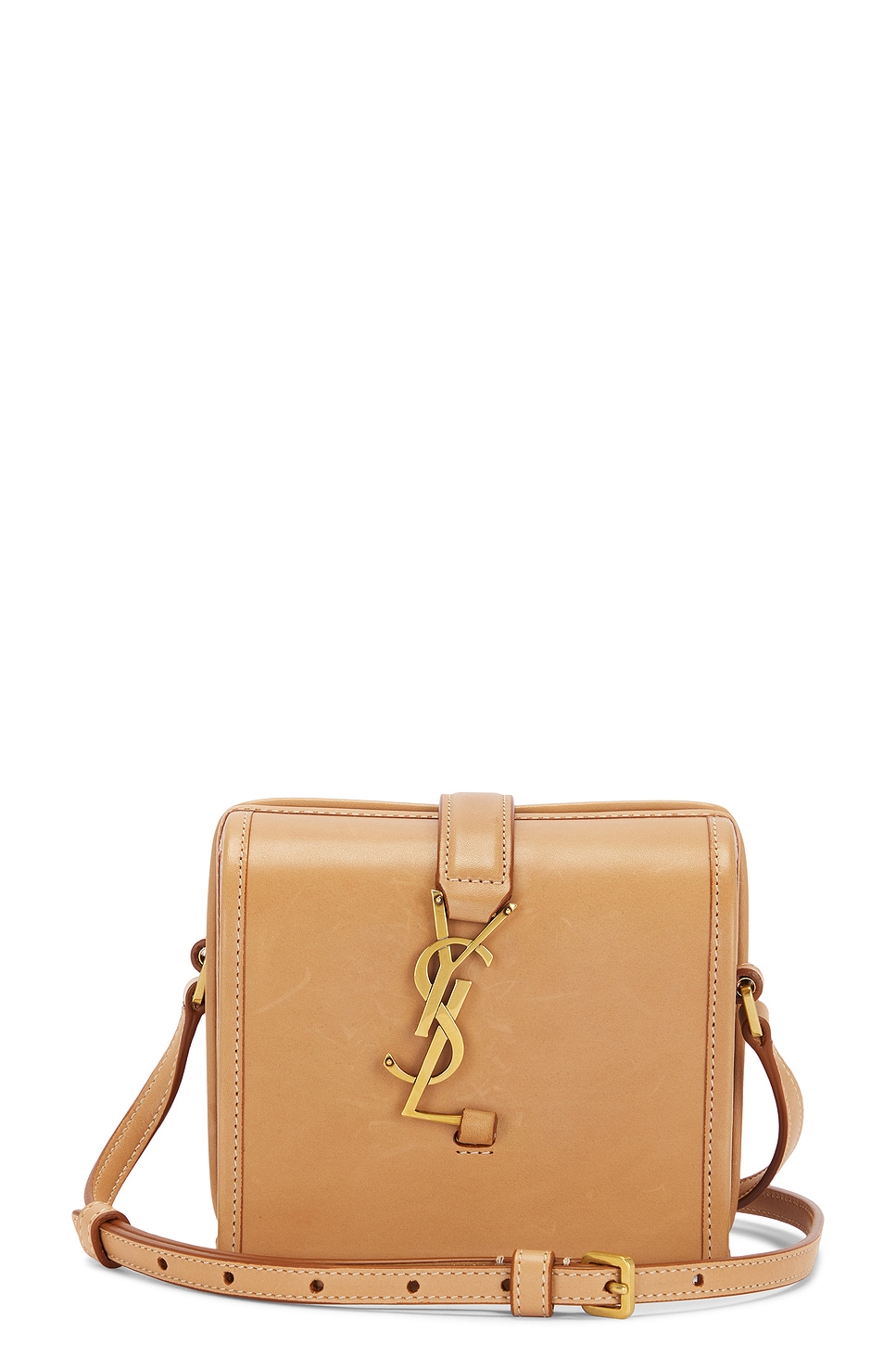 Shop Saint Laurent Mini Box Bag In Vintage Brown Gold