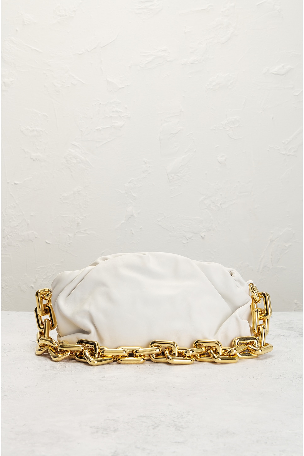 Shop Bottega Veneta The Chain Pouch Bag In Chalk & Gold