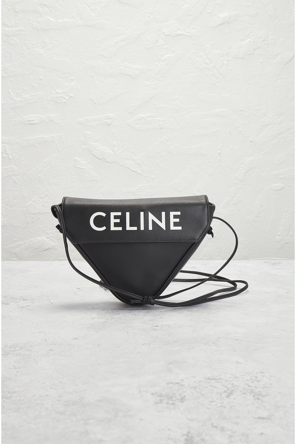 Shop Celine Leather Triangle Shoulder Bag In Black