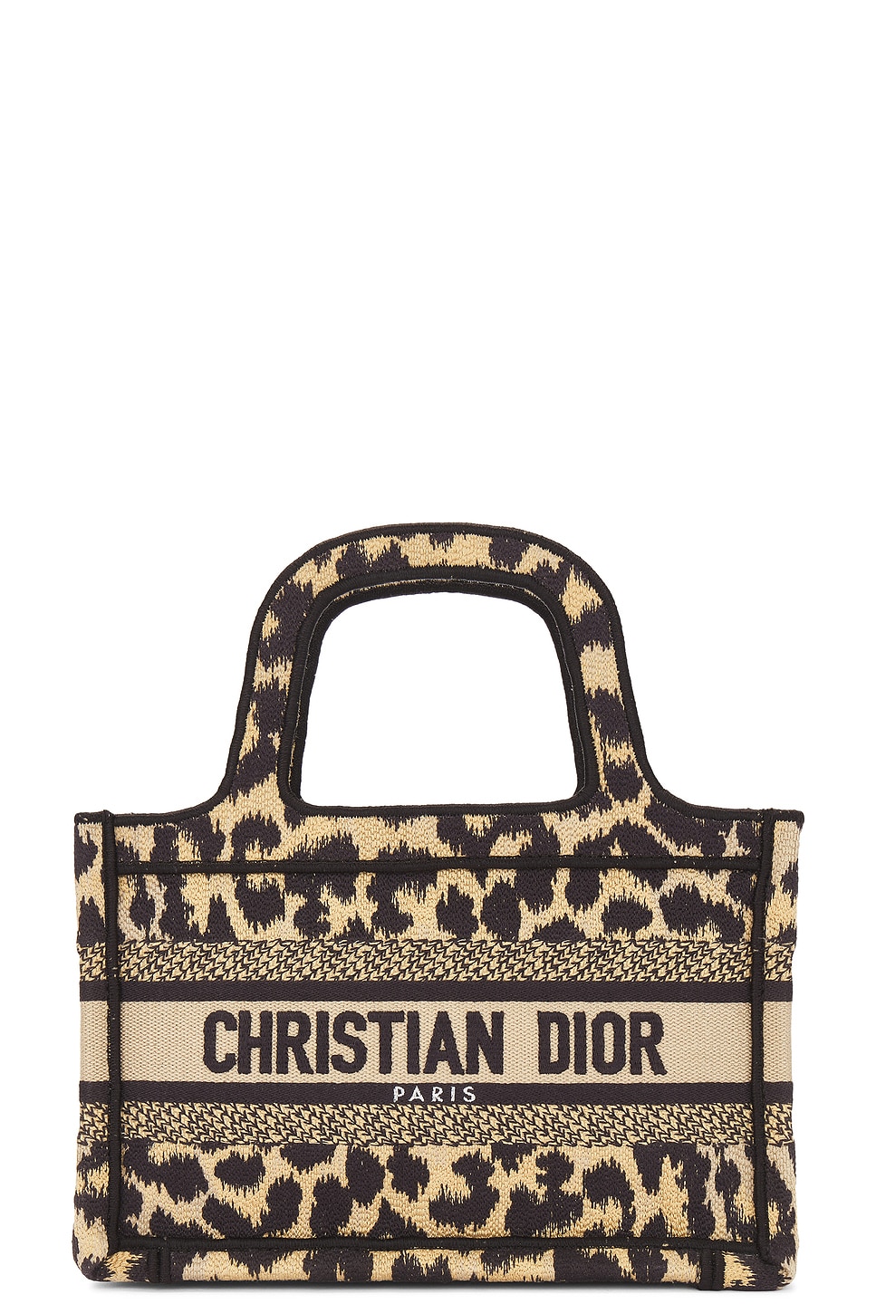 Dior Leopard Mini Book Tote Bag In Brown