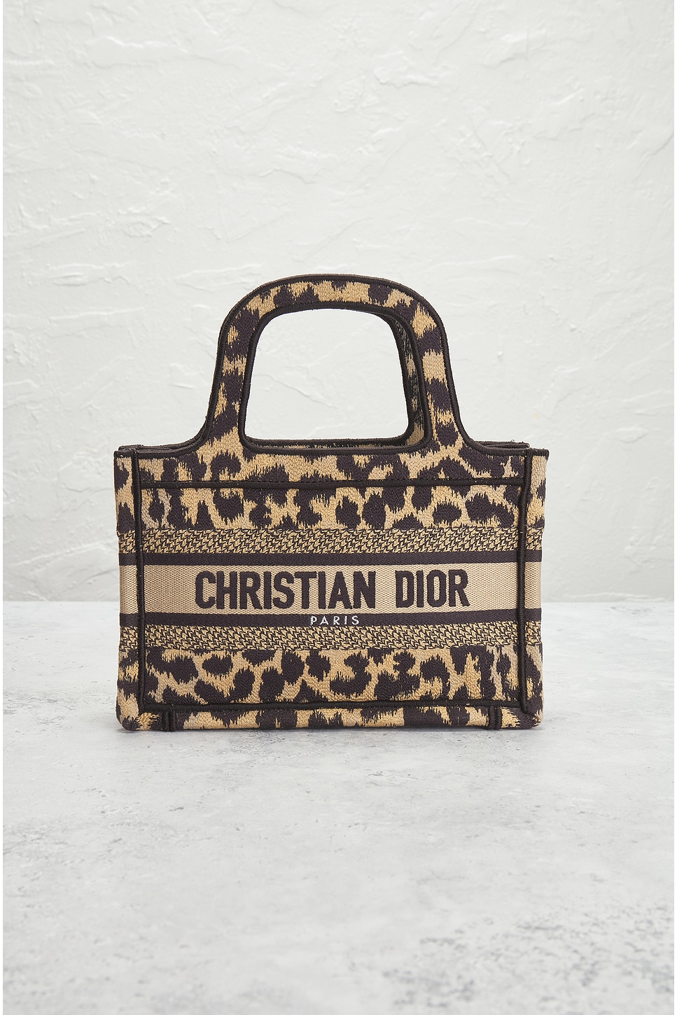 Shop Dior Mini Leopard Book Tote Bag In Beige