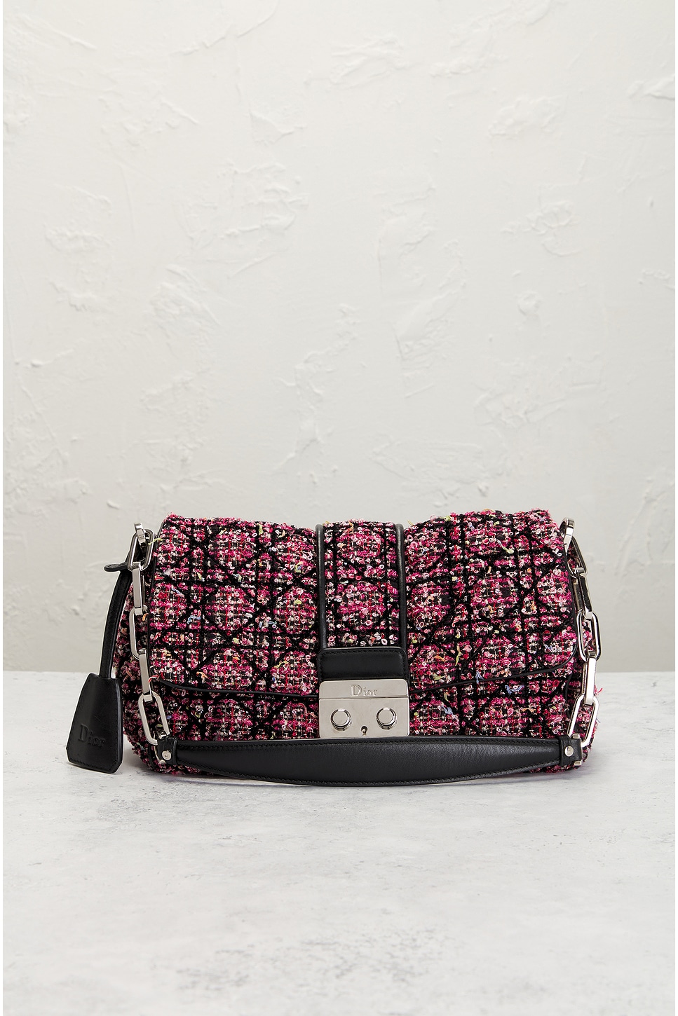 Shop Dior Tweed Shoulder Bag In Multi