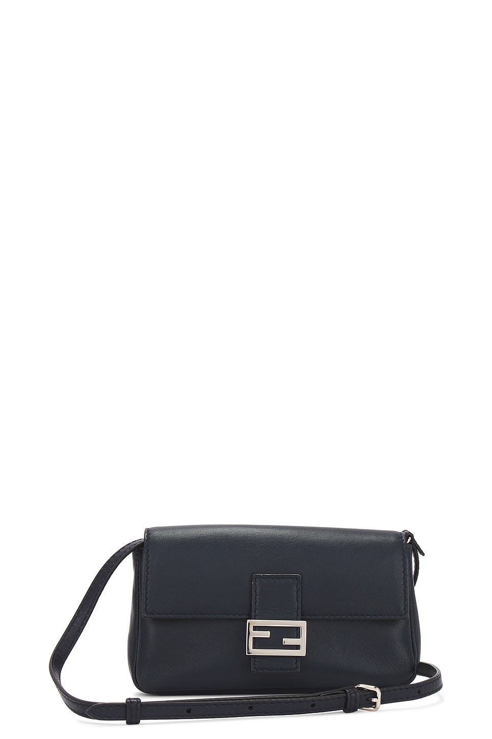 Fendi Leather Baguette Shoulder Bag In Navy