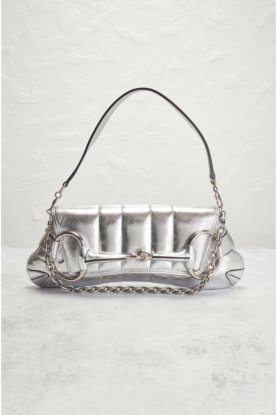 Pre-owned Gucci Metallic Shoulder Bag In Silver