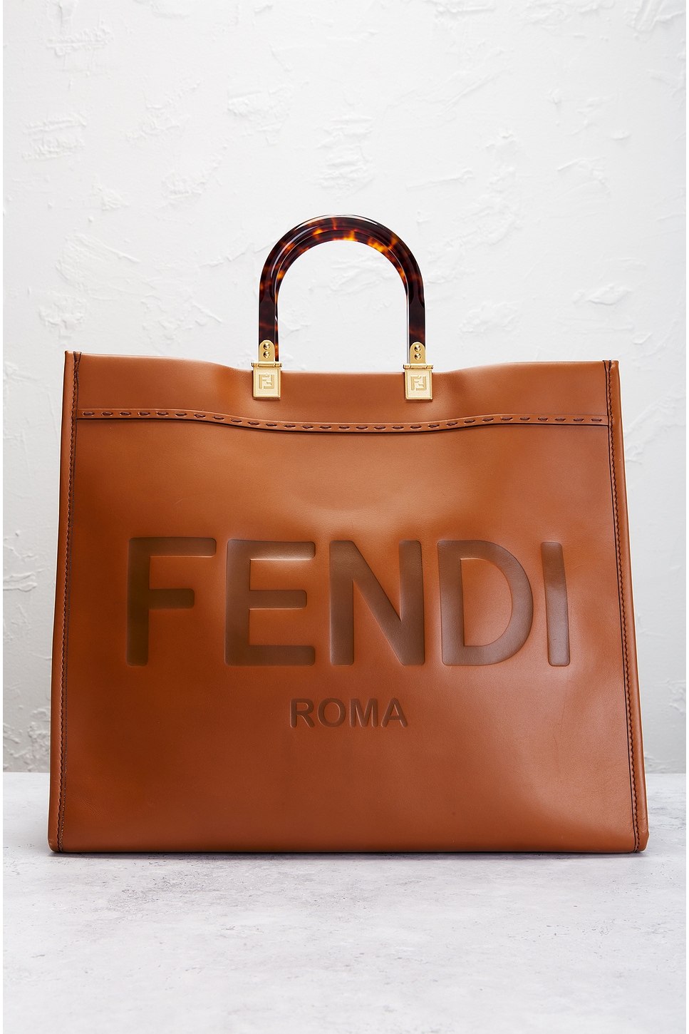 Shop Fendi Sunshine Shopper Tote Bag In Tan