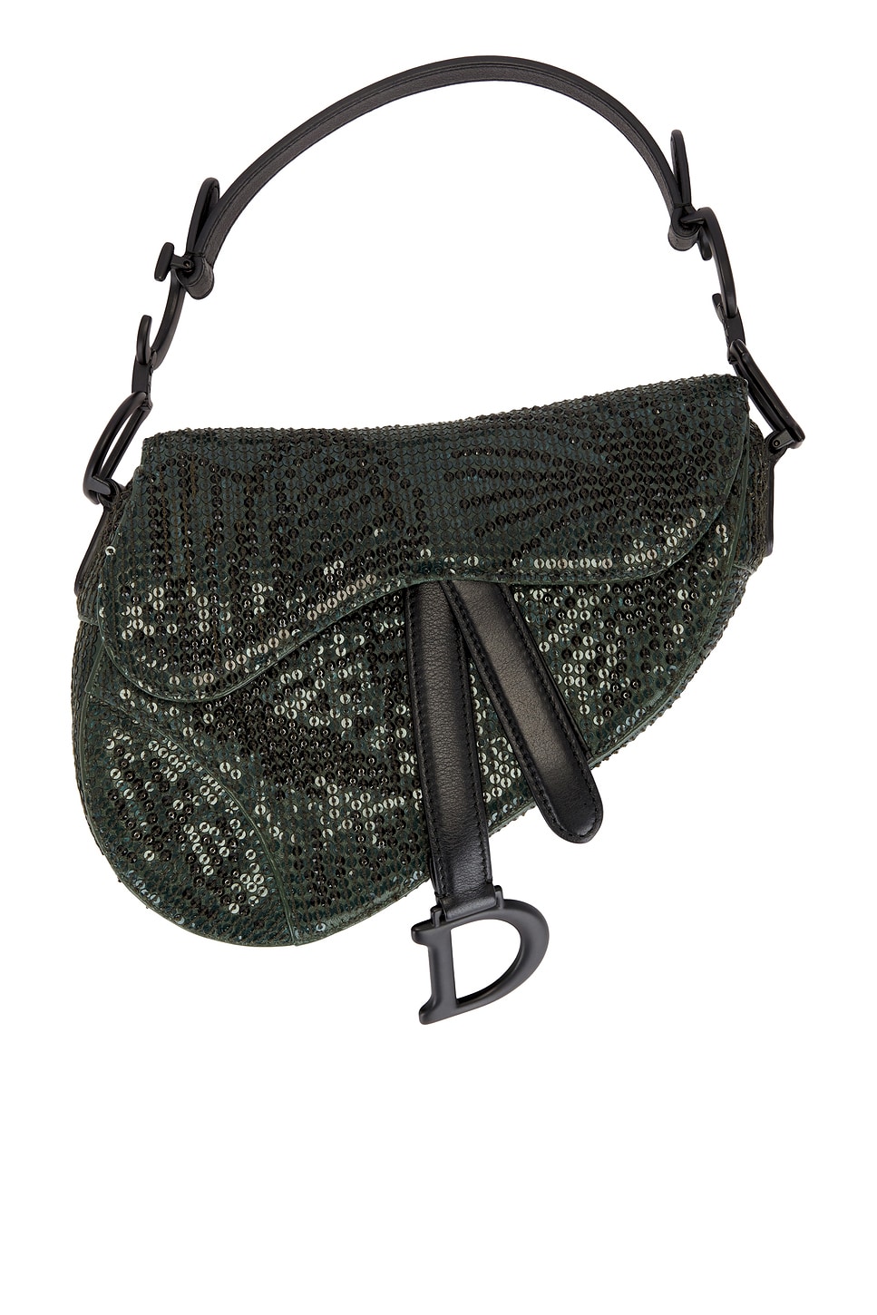 Beaded Sequin Saddle Bag in Green