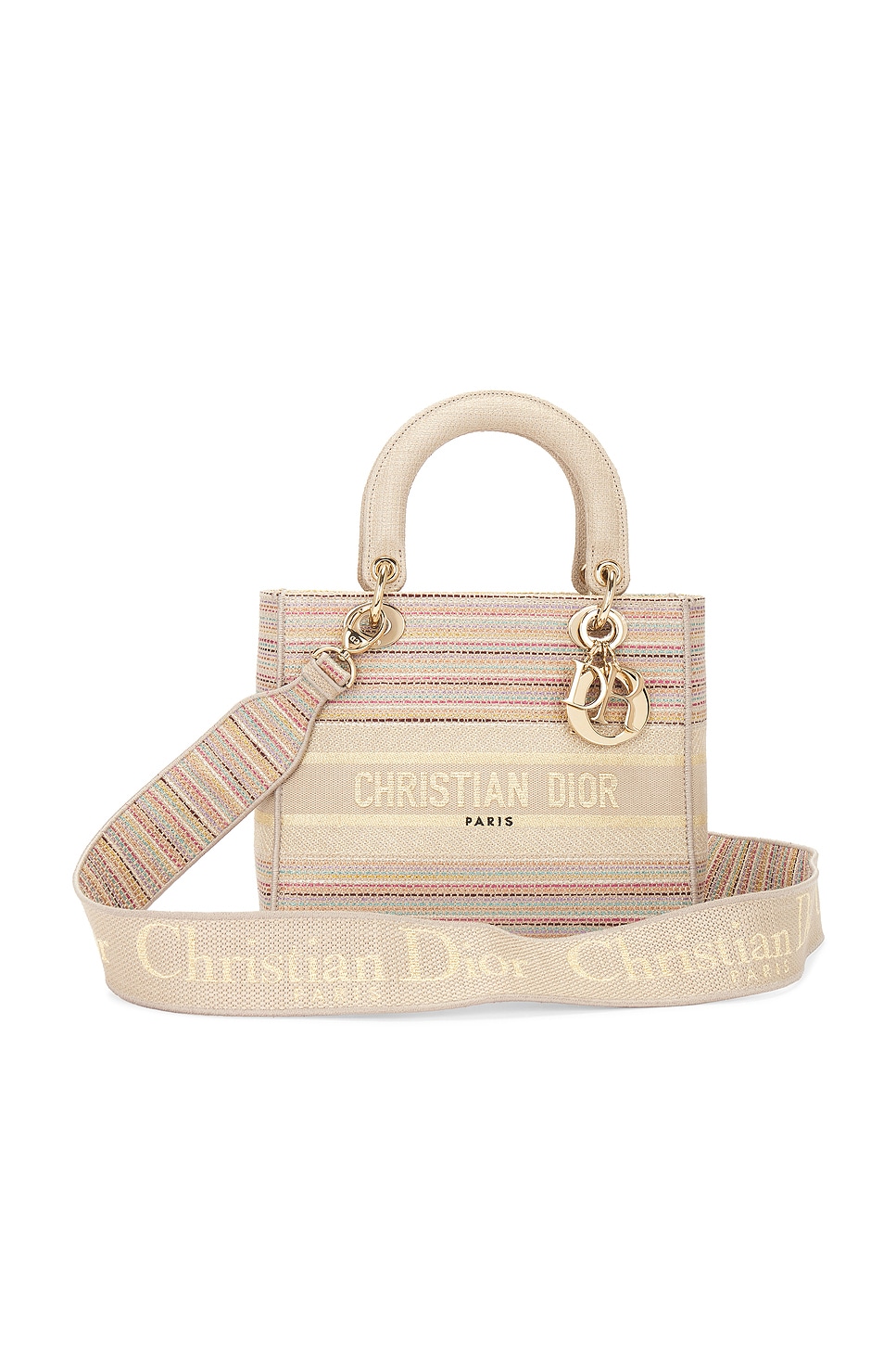 Shop Dior Lady Handbag In Beige