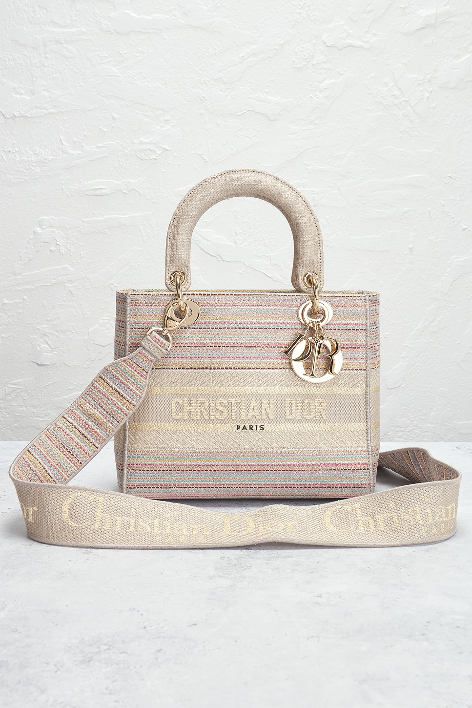 Shop Dior Lady Handbag In Beige