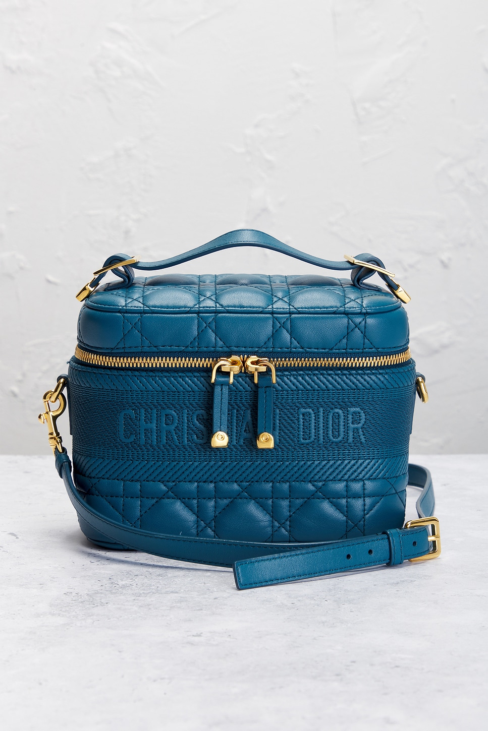 Shop Dior Calfskin Vanity Shoulder Bag In Blue