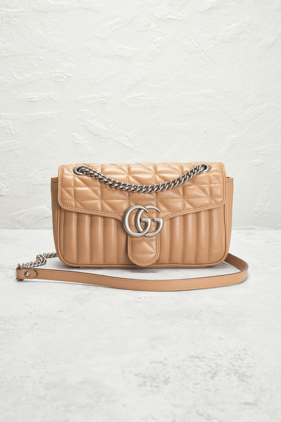 Shop Gucci Gg Marmont Shoulder Bag In Tan