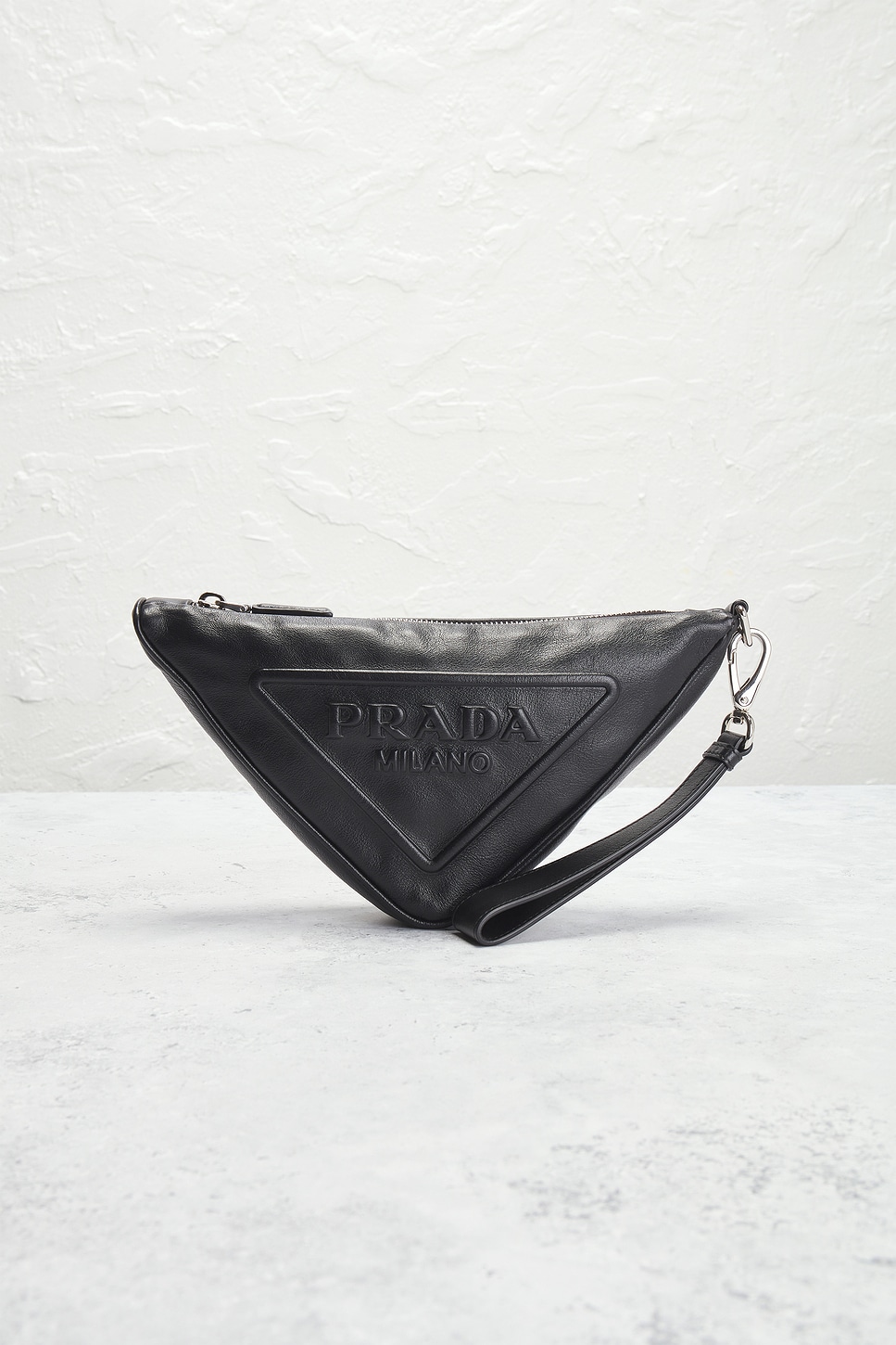 Shop Prada Triangle Pouch In Black