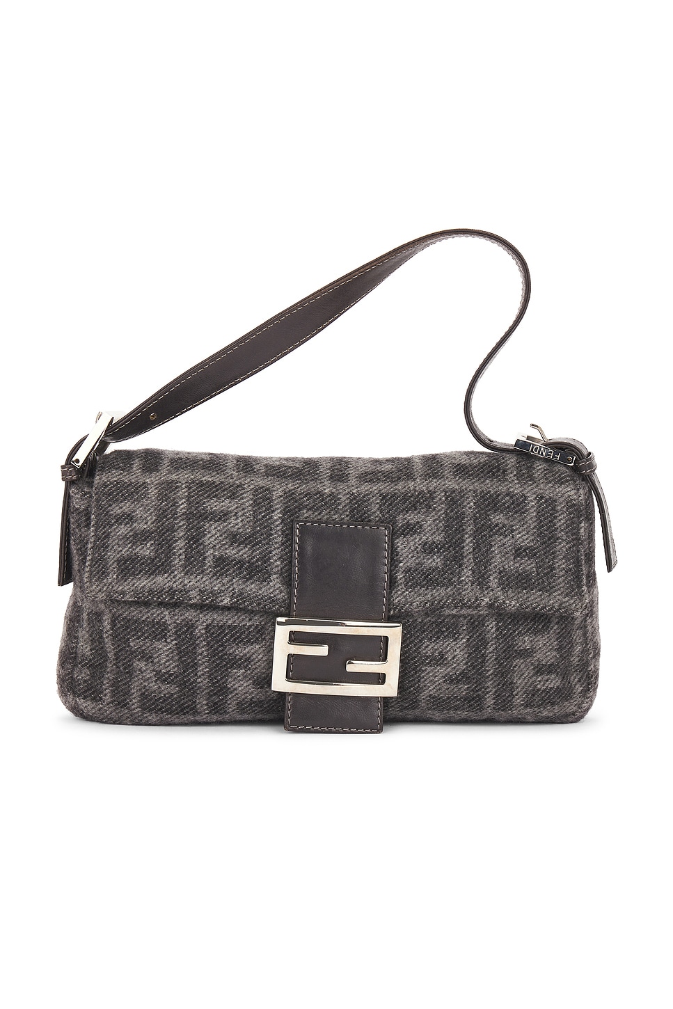 Shop Fendi Zucca Baguette Shoulder Bag In Grey