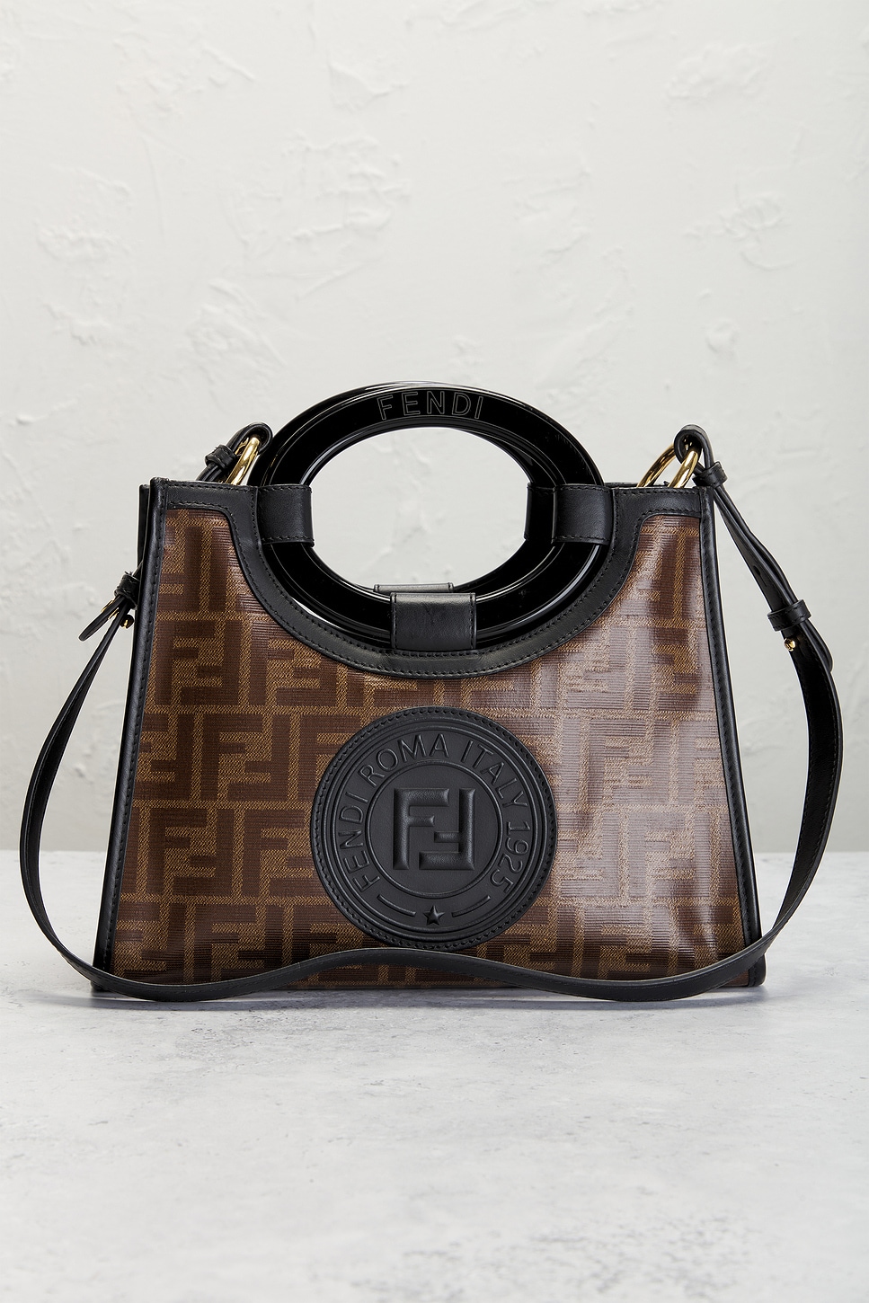 Shop Fendi Zucca Runaway Shopper Handbag In Brown