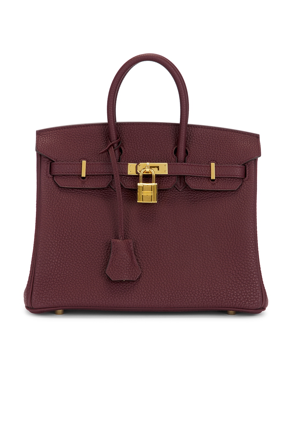 Pre-owned Hermes Togo A Stamp Birkin 25 Handbag In Bordeaux