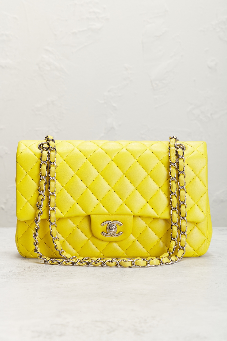 Pre-owned Chanel Matelasse Lambskin Turnlock Chain Flap Shoulder Bag In Yellow