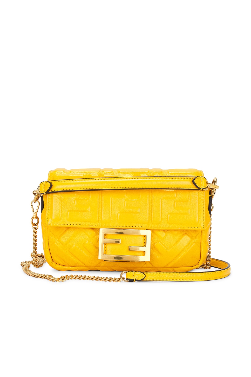 Shop Fendi Baguette Shoulder Bag In Yellow