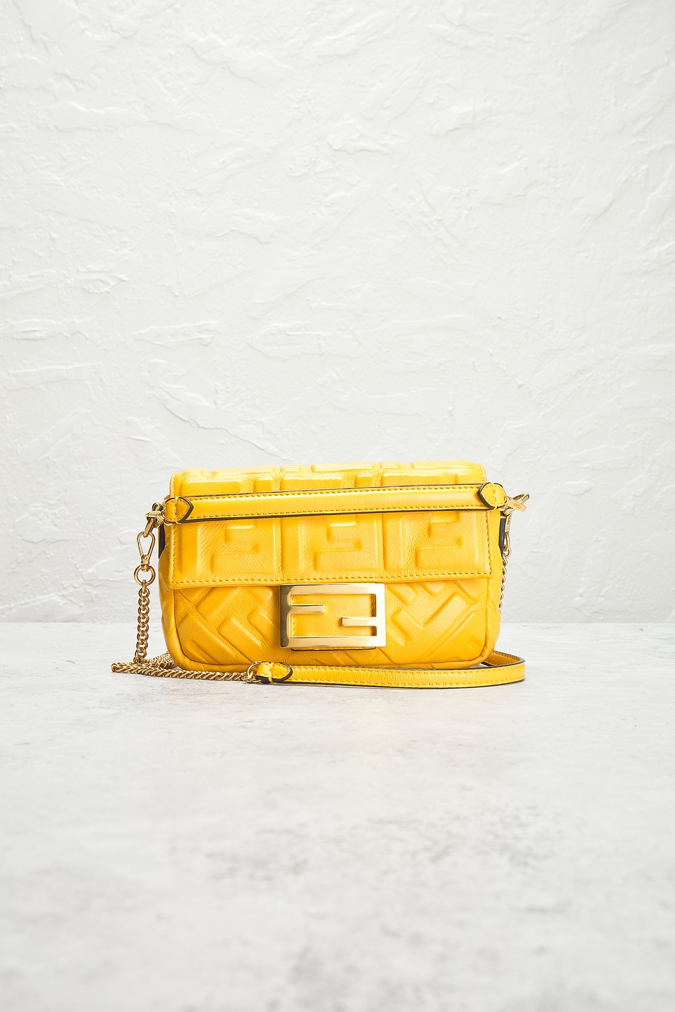 Shop Fendi Baguette Shoulder Bag In Yellow