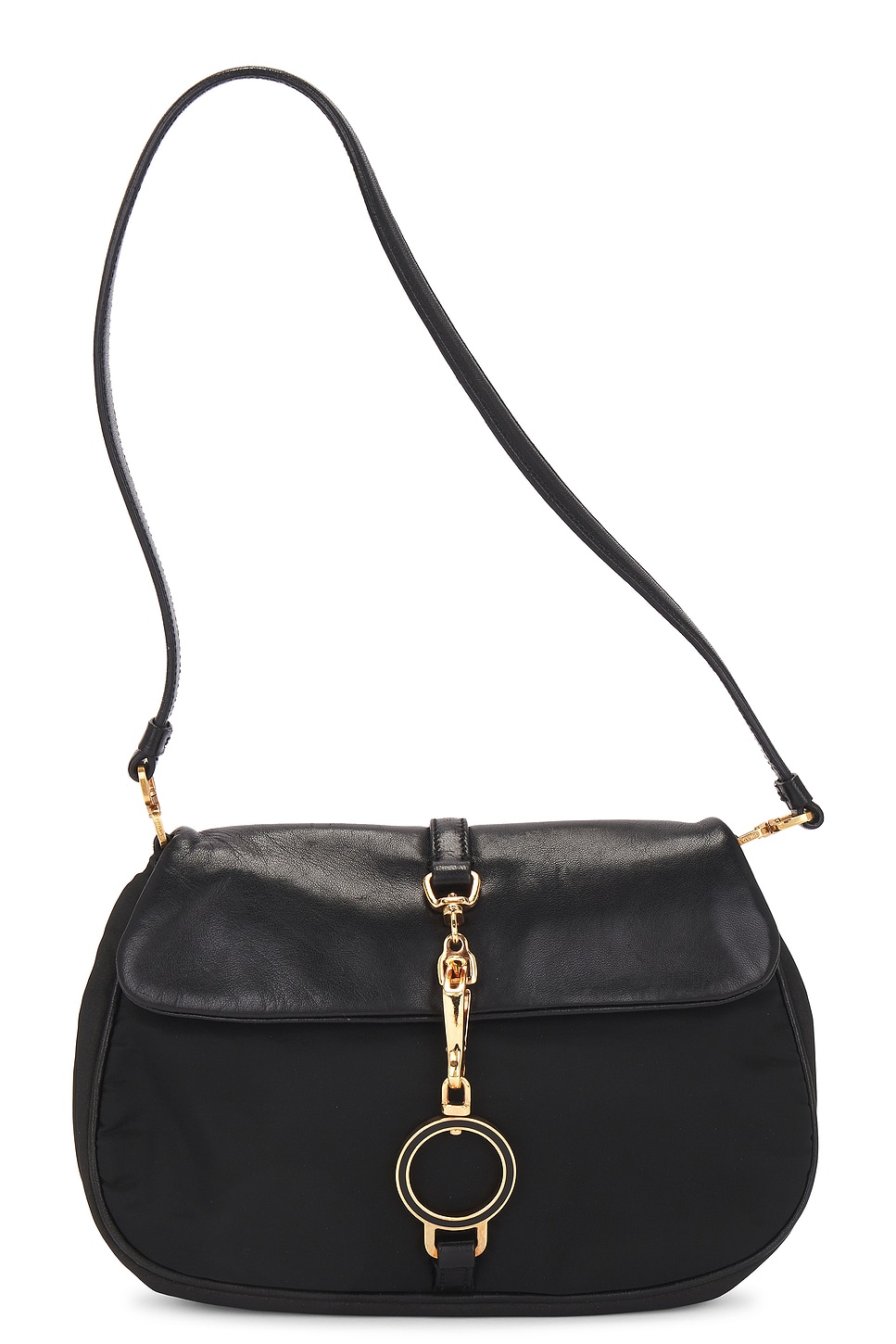 Prada Leather Shoulder Bag In Black