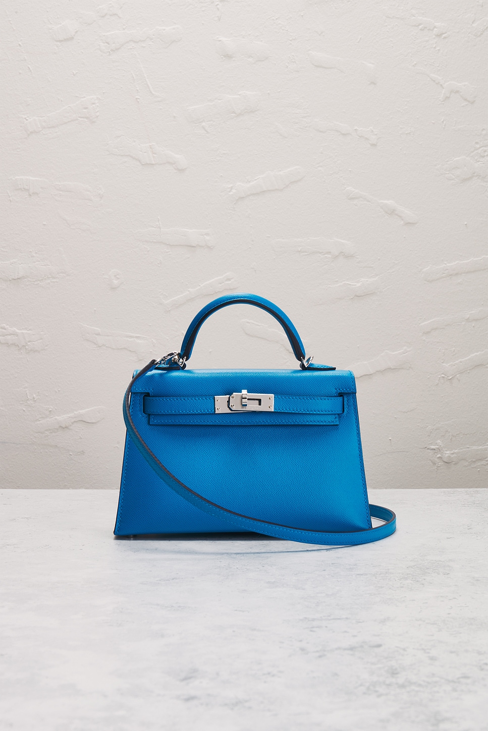 Pre-owned Hermes Kelly 20 Handbag In Bleu Zellige