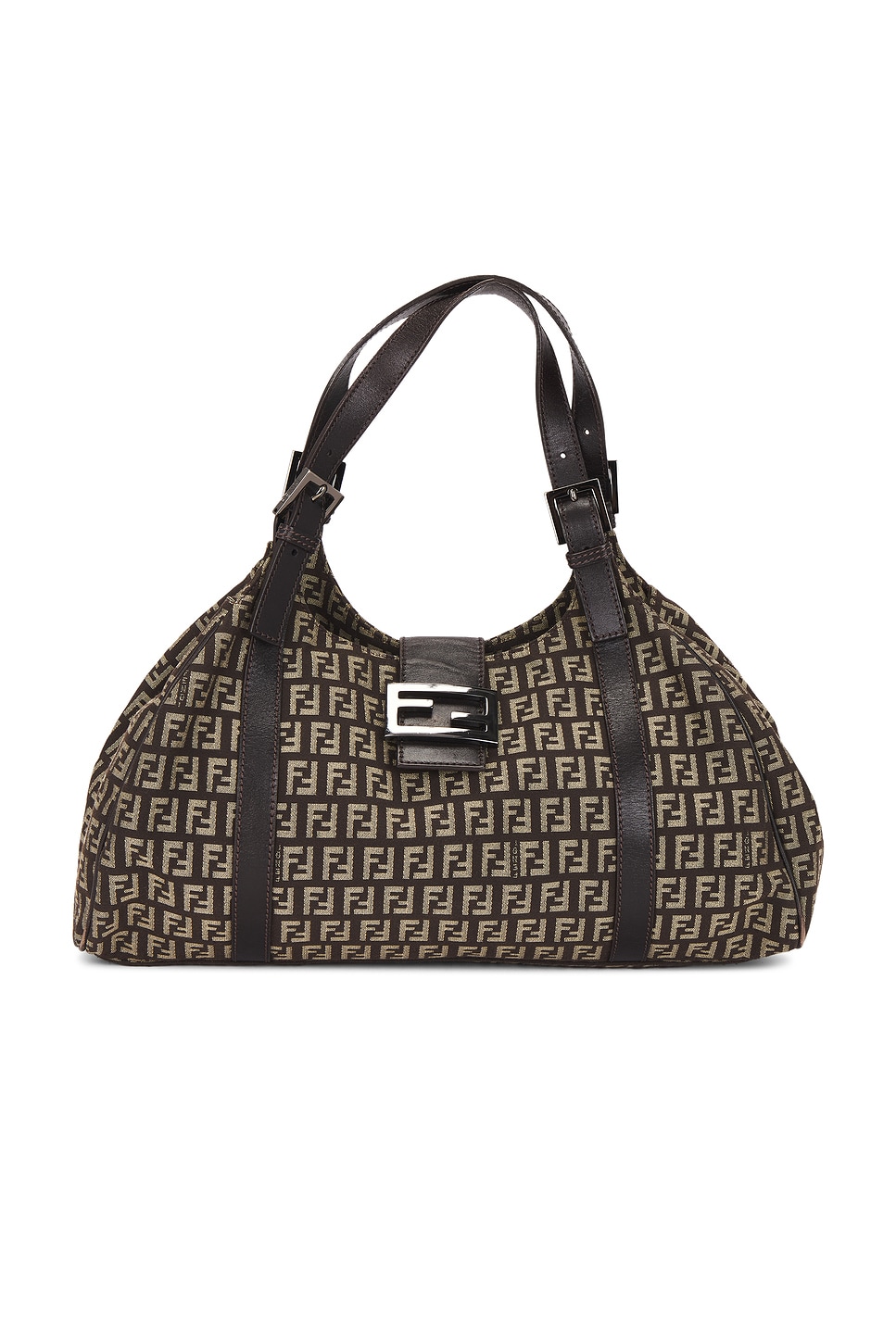 Pre-owned Fendi Zucchino Vitello Handbag In Brown