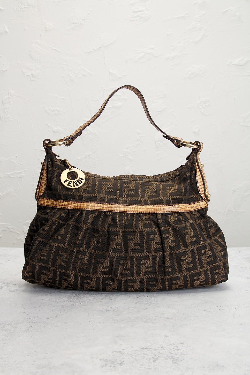 Pre-owned Fendi Zucca Chef Shoulder Bag In Brown