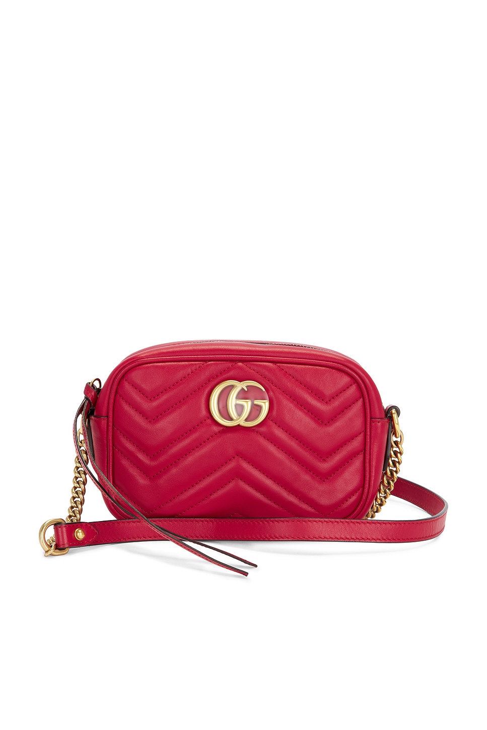 Pre-owned Gucci Mini Gg Marmont Shoulder Bag In Red