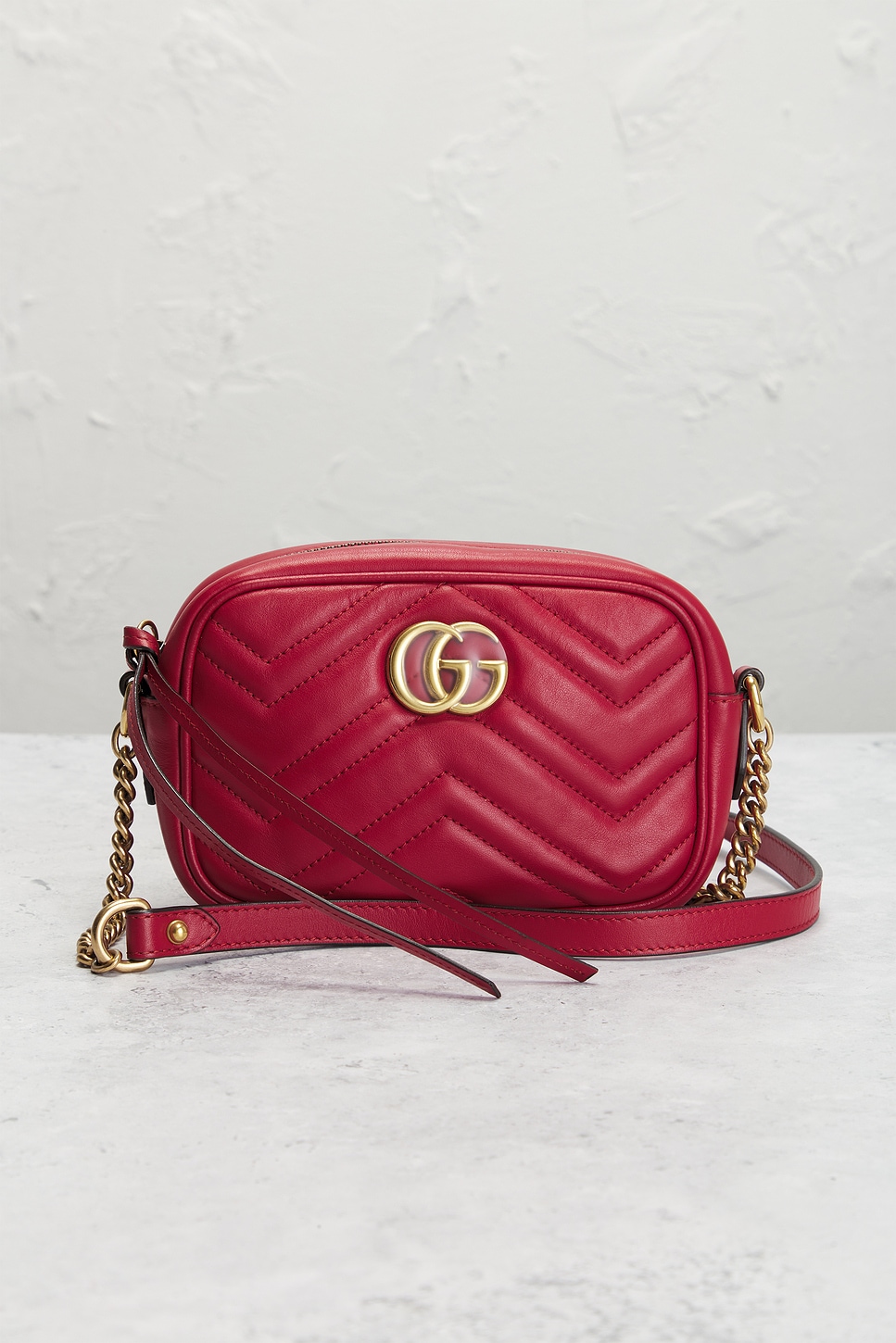 Pre-owned Gucci Mini Gg Marmont Shoulder Bag In Red