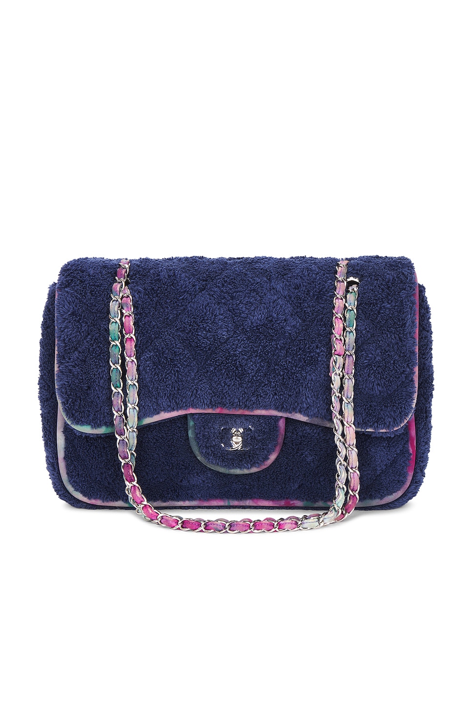 Terry Cloth Maxi Flap Bag in Blue