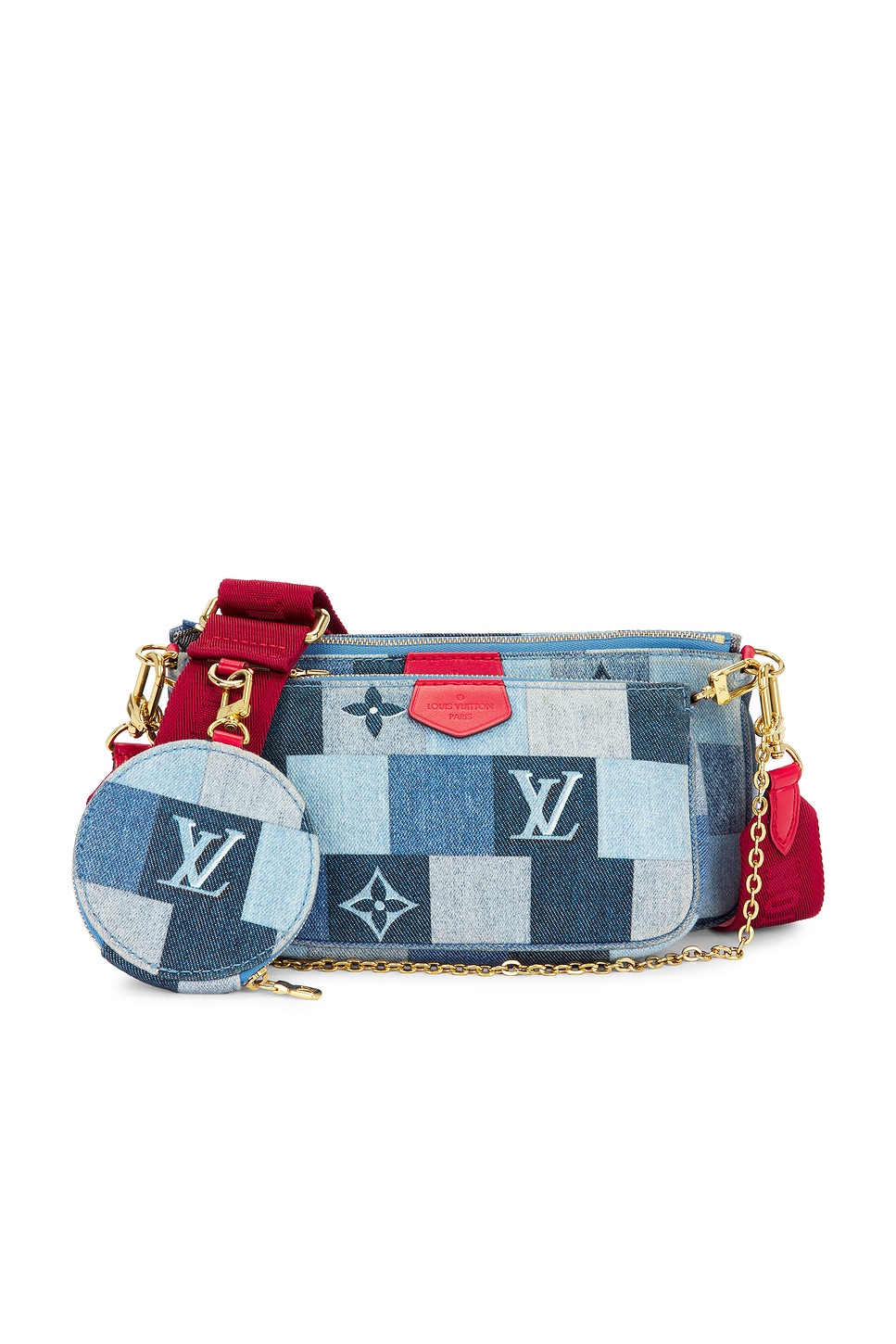 Pre-owned Louis Vuitton Denim Damier Pochette Accessoires Shoulder Bag In Blue
