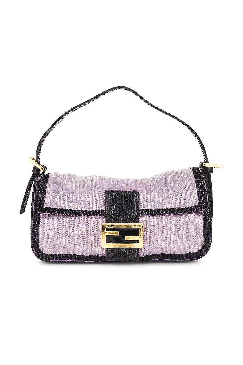 fendi Fendi Vintage Beaded Python Baguette Shoulder Bag