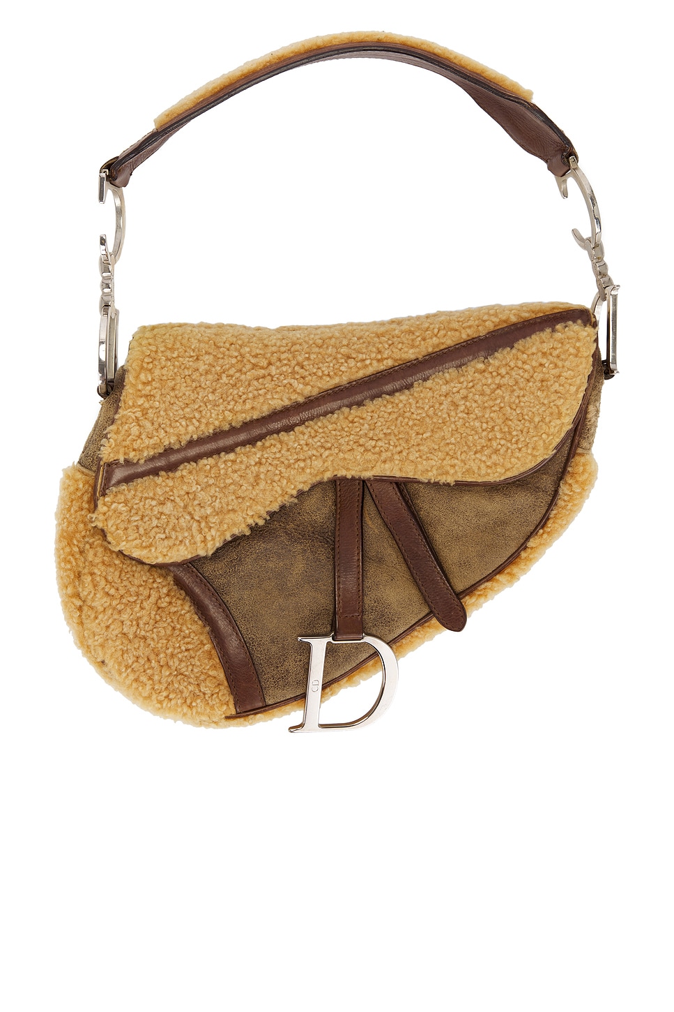 Shearling Vintage Saddle Bag in Brown
