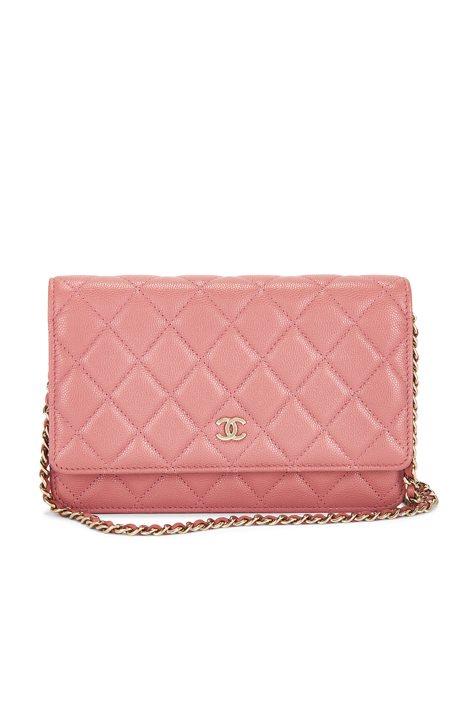 Calfskin Wallet On Chain in Coral