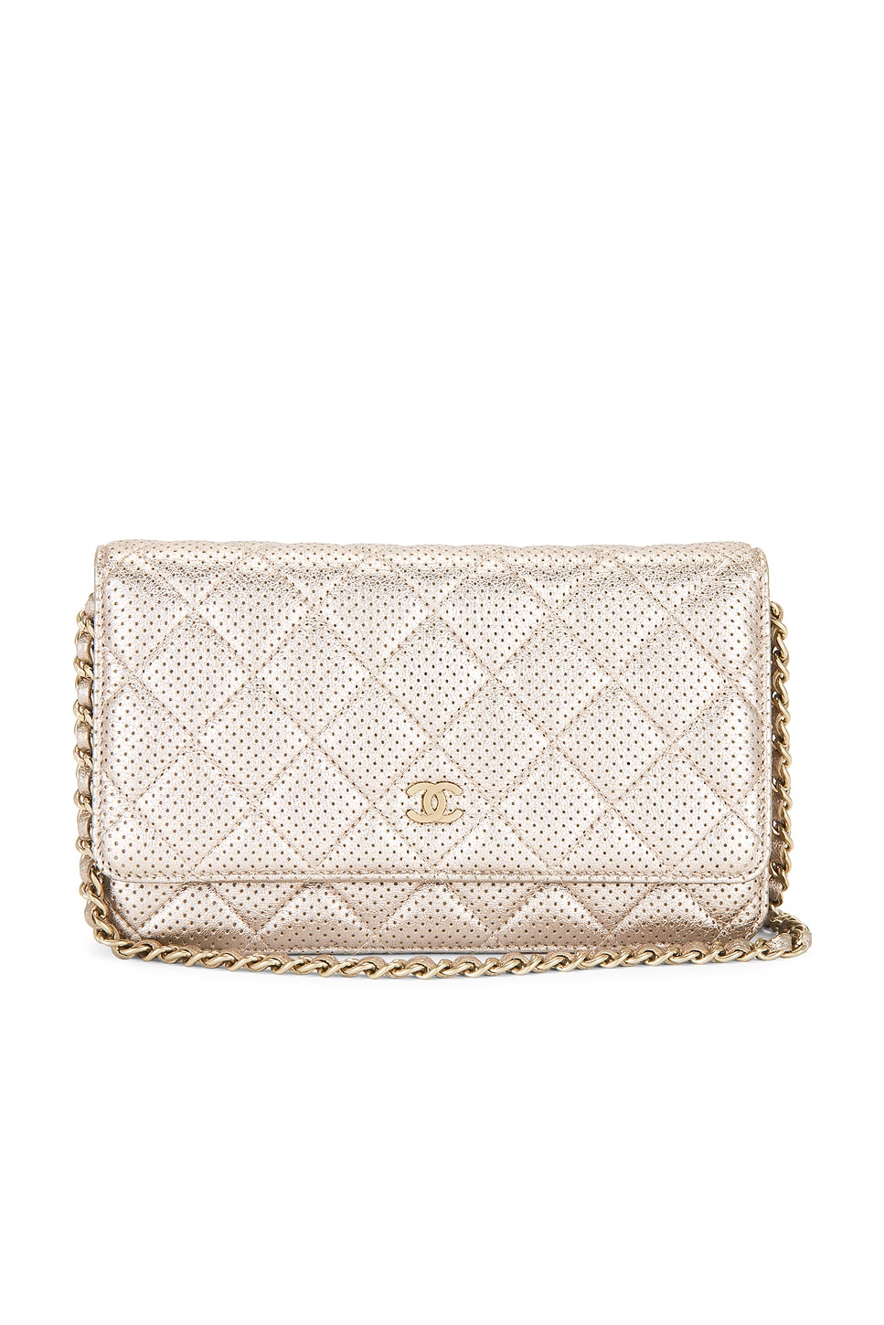 Lambskin Wallet On Chain in Metallic Neutral