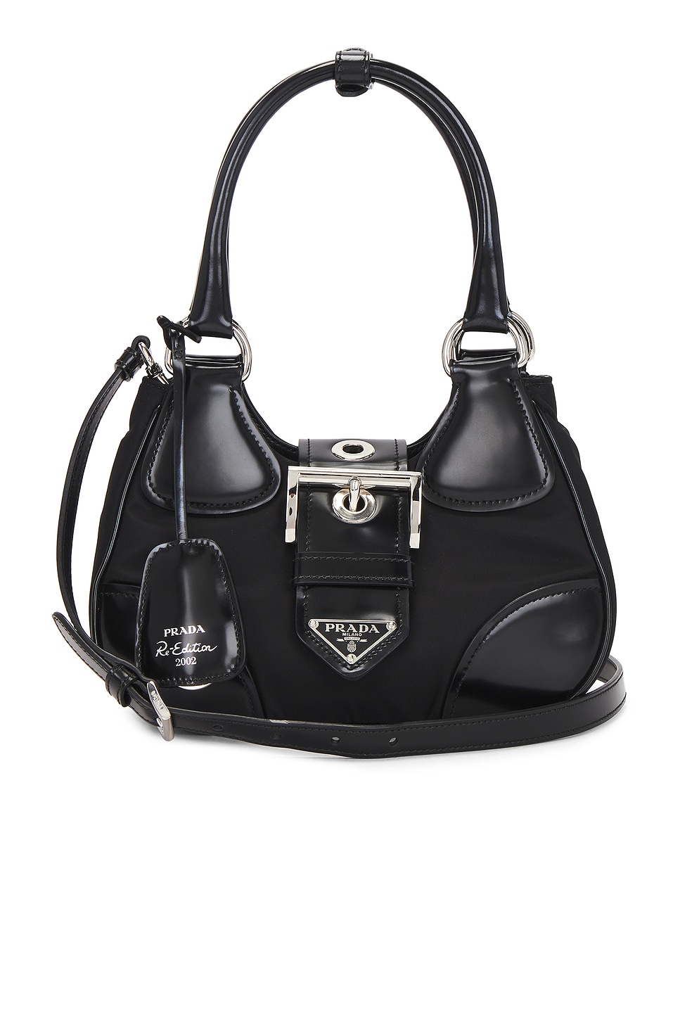 Pre-owned Prada Re-nylon Re-edition 2002 Moon Shoulder Bag In Black