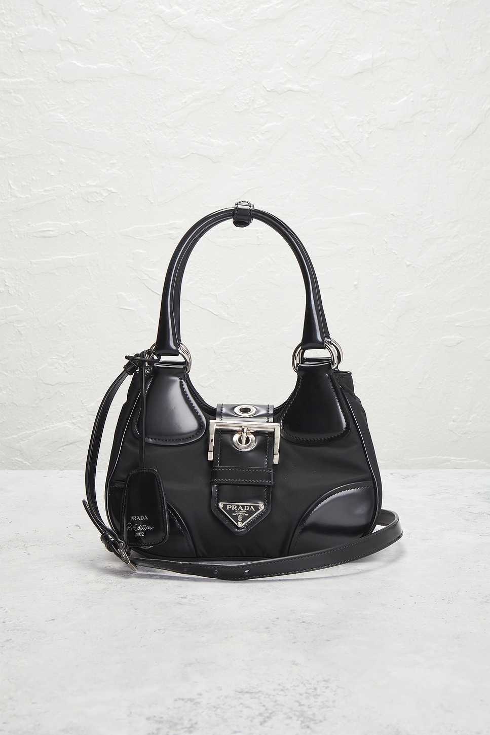Pre-owned Prada Re-nylon Re-edition 2002 Moon Shoulder Bag In Black