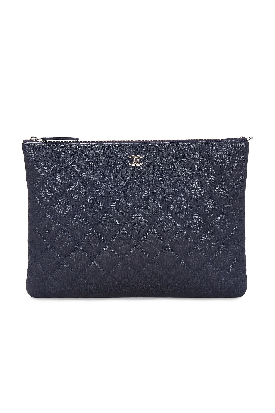 Pre-owned Chanel Caviar Clutch In Navy